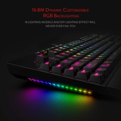لوحة مفاتيح الألعاب الميكانيكية Redragon K586 RGB، 10 مفاتيح ماكرو مخصصة، تحكم مريح في الوسائط، ومسند معصم قابل للفصل، مفتاح أحمر in Saudi Arabia