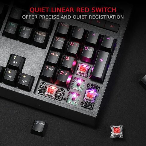 لوحة مفاتيح الألعاب الميكانيكية Redragon K586 RGB، 10 مفاتيح ماكرو مخصصة، تحكم مريح في الوسائط، ومسند معصم قابل للفصل، مفتاح أحمر in Saudi Arabia