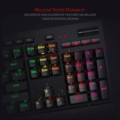 لوحة مفاتيح الألعاب الميكانيكية Redragon K586 RGB، 10 مفاتيح ماكرو مخصصة، تحكم مريح في الوسائط، ومسند معصم قابل للفصل، مفتاح أحمر in Saudi Arabia