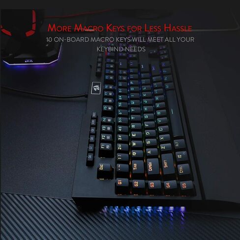 لوحة مفاتيح الألعاب الميكانيكية Redragon K586 RGB، 10 مفاتيح ماكرو مخصصة، تحكم مريح في الوسائط، ومسند معصم قابل للفصل، مفتاح أحمر in Saudi Arabia