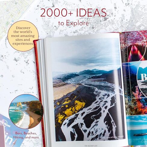 قائمة الجرافات المذهلة - دليل السفر، منظم، مجلة سفر غير مؤرخة - اكتشف أعظم المعالم السياحية والأنشطة على وجه الأرض - جلد نباتي أحمر in Kuwait