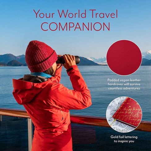 قائمة الجرافات المذهلة - دليل السفر، منظم، مجلة سفر غير مؤرخة - اكتشف أعظم المعالم السياحية والأنشطة على وجه الأرض - جلد نباتي أحمر in Kuwait