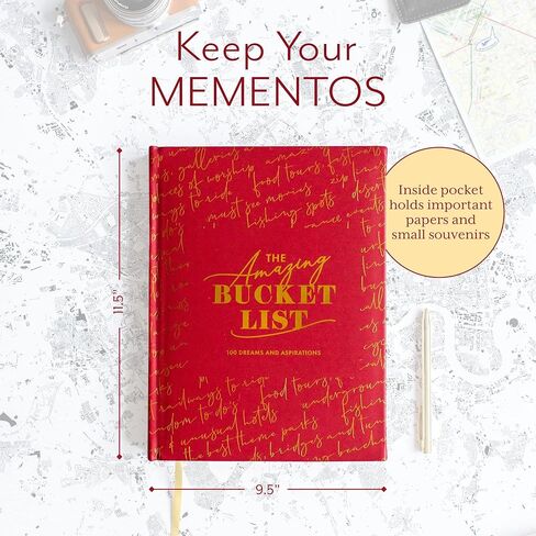 قائمة الجرافات المذهلة - دليل السفر، منظم، مجلة سفر غير مؤرخة - اكتشف أعظم المعالم السياحية والأنشطة على وجه الأرض - جلد نباتي أحمر in Kuwait