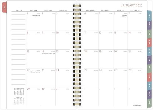 AT-A-GLANCE 2024 Weekly & Monthly Planner, 5-1/2" x 8-1/2", Small, Monthly Tabs, Pocket, Badge Floral (1675F-200-24) in Saudi Arabia