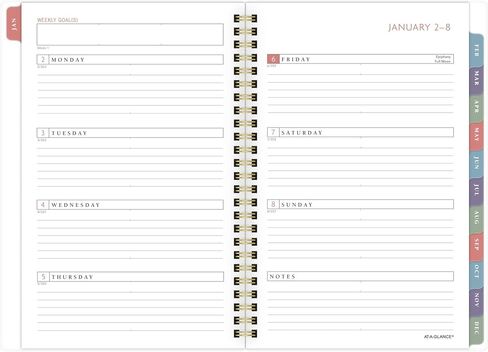 AT-A-GLANCE 2024 Weekly & Monthly Planner, 5-1/2" x 8-1/2", Small, Monthly Tabs, Pocket, Badge Floral (1675F-200-24) in Saudi Arabia