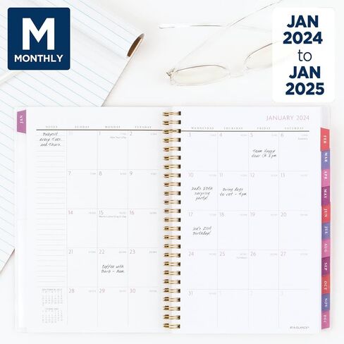 AT-A-GLANCE 2024 Weekly & Monthly Planner, 5-1/2" x 8-1/2", Small, Monthly Tabs, Pocket, Badge Floral (1675F-200-24) in Saudi Arabia
