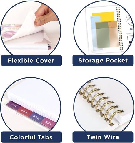 AT-A-GLANCE 2024 Weekly & Monthly Planner, 5-1/2" x 8-1/2", Small, Monthly Tabs, Pocket, Badge Floral (1675F-200-24) in Saudi Arabia