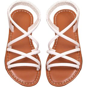 GORGLITTER Girl's Cross Strappy Dress Sandals Open Toe Ankle Strap Cute Summer Flat Sandals in Saudi Arabia