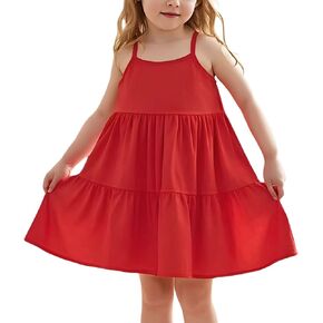 Little Bitty Toddler Girls Cotton Seersucker Suspender Dress Breathable Loose for Beach Holiday 2-7 Years in Saudi Arabia
