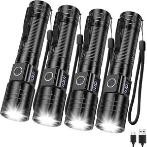 Rechargeable Flashlights High Lumens 20,000LM Super Bright LED Flashlight with Dimmable, Zoomable Beam Tactical Strong Lights, 6Modes Small Powerful Waterproof Flashlight for Camping Emergencies in Saudi Arabia