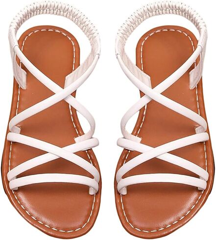 صليب Gorglitter Girl Cross Strappy Dress Open Open Tee Strap Strap Strild Summer Flat Sandals in Saudi Arabia