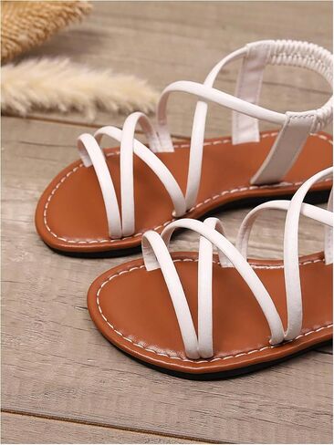 صليب Gorglitter Girl Cross Strappy Dress Open Open Tee Strap Strap Strild Summer Flat Sandals in Saudi Arabia