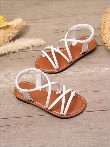 صليب Gorglitter Girl Cross Strappy Dress Open Open Tee Strap Strap Strild Summer Flat Sandals in Saudi Arabia