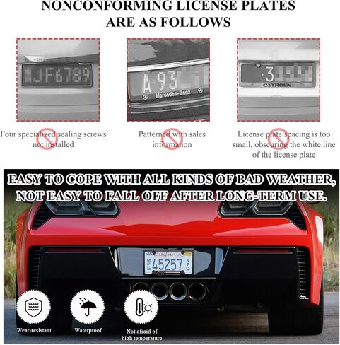 2 PCS Flag License Plate Frame, American Flag Patriotic Stainless Steel Auto Plate Cover, Vintage US Rust-Proof Vehicle License Plate Holder, Universal Car Accessories (Black) in Saudi Arabia