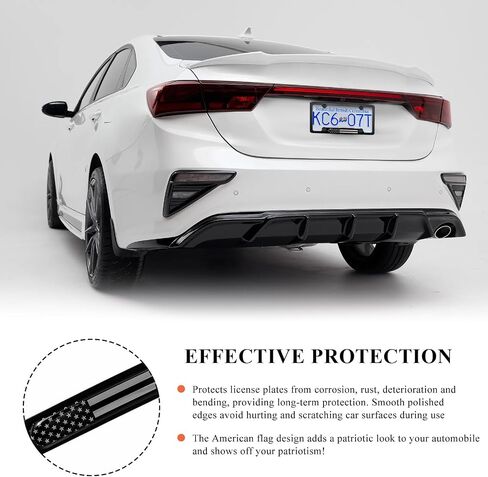 2 PCS Flag License Plate Frame, American Flag Patriotic Stainless Steel Auto Plate Cover, Vintage US Rust-Proof Vehicle License Plate Holder, Universal Car Accessories (Black) in Saudi Arabia