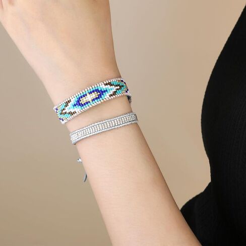 KELITCH Boho Seed Beaded Bracelets Leather Wrap Bracelet Women Handmade Bangle Bracelets in Saudi Arabia
