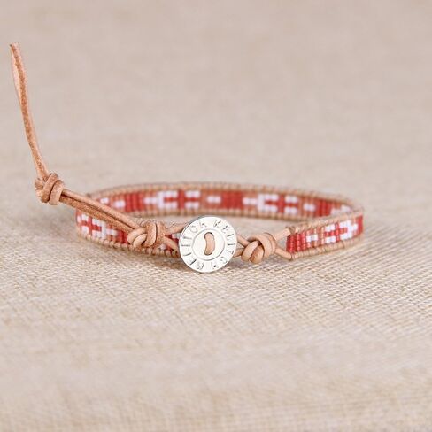 KELITCH Boho Seed Beaded Bracelets Leather Wrap Bracelet Women Handmade Bangle Bracelets in Saudi Arabia