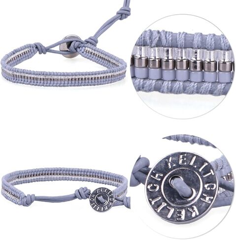 KELITCH Boho Seed Beaded Bracelets Leather Wrap Bracelet Women Handmade Bangle Bracelets in Saudi Arabia