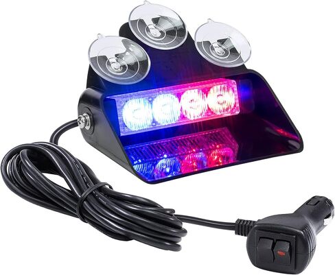 LAMPHUS SolarBlast SBWL14 4W Amber White LED Flashing Emergency Dash Light [32 Flash Modes] [Adjustable Angle] [Suction Cups] Yellow Strobe Warning Dash Windshield Light for Truck Vehicles in Saudi Arabia
