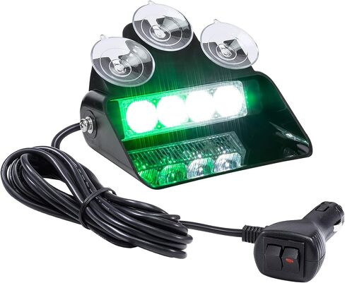 LAMPHUS SolarBlast SBWL14 4W Amber White LED Flashing Emergency Dash Light [32 Flash Modes] [Adjustable Angle] [Suction Cups] Yellow Strobe Warning Dash Windshield Light for Truck Vehicles in Saudi Arabia