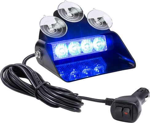 LAMPHUS SolarBlast SBWL14 4W Amber White LED Flashing Emergency Dash Light [32 Flash Modes] [Adjustable Angle] [Suction Cups] Yellow Strobe Warning Dash Windshield Light for Truck Vehicles in Saudi Arabia