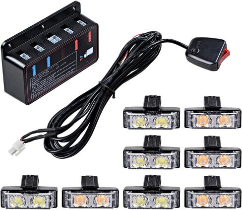 Astra Depot 16X Amber 2-LED Warning Emergency Strobe Lights Bar + Flashing Control Box + Pattern + Mode Indicate Switch in Saudi Arabia