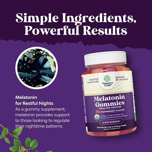 Melatonin Melatonin Gummies 10mg لكل وجبة - يتصرف بسرعة نوم لذيذ للبالغين قوة إضافية الميلاتونين 10 ملغ للبالغين تعزيز جودة النوم والمدة - غير الكائنات المعدلة وراثيا العضوية والنباتية (30 يومًا) in Kuwait