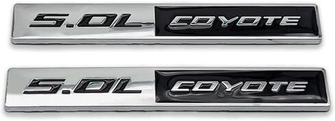 2PCS Metal 5.0L Logo Logo Emblem 3D 5.0 شارة سباق رياضة الملصقات Turbo Secal Strunk Presentive trunk for Universal (Chrome & Black) in Kuwait