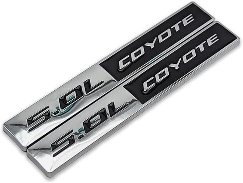 2PCS Metal 5.0L Logo Logo Emblem 3D 5.0 شارة سباق رياضة الملصقات Turbo Secal Strunk Presentive trunk for Universal (Chrome & Black) in Kuwait