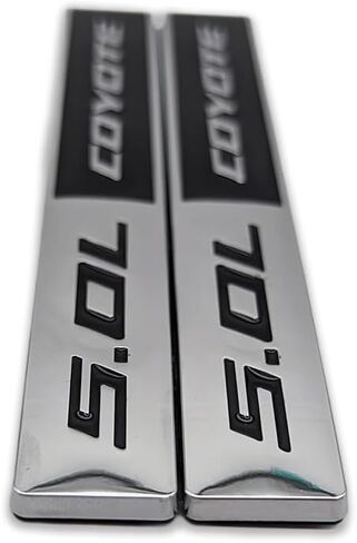 2PCS Metal 5.0L Logo Logo Emblem 3D 5.0 شارة سباق رياضة الملصقات Turbo Secal Strunk Presentive trunk for Universal (Chrome & Black) in Kuwait