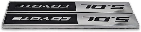 2PCS Metal 5.0L Logo Logo Emblem 3D 5.0 شارة سباق رياضة الملصقات Turbo Secal Strunk Presentive trunk for Universal (Chrome & Black) in Kuwait