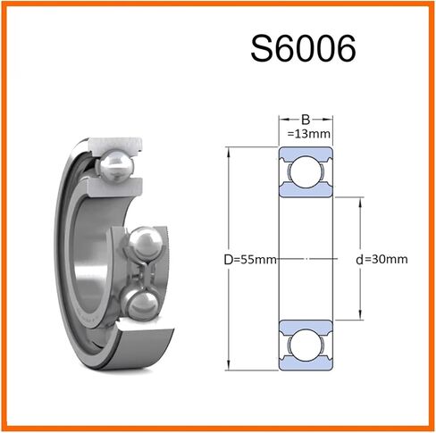 1PCS الفولاذ المقاوم للصدأ كرة الأخدود العميق تحمل S6006 6006 6006ZZ 6006-2Z 6006-2RS ABEC-7 لتحل محل العنصر (S6006-2RS) in Kuwait