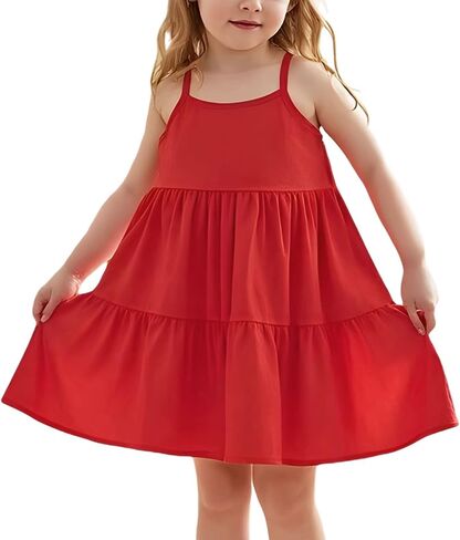 Little Bitty Toddler Girls Cotton Seersucker Suspender Dress Breathable Loose for Beach Holiday 2-7 Years in Saudi Arabia