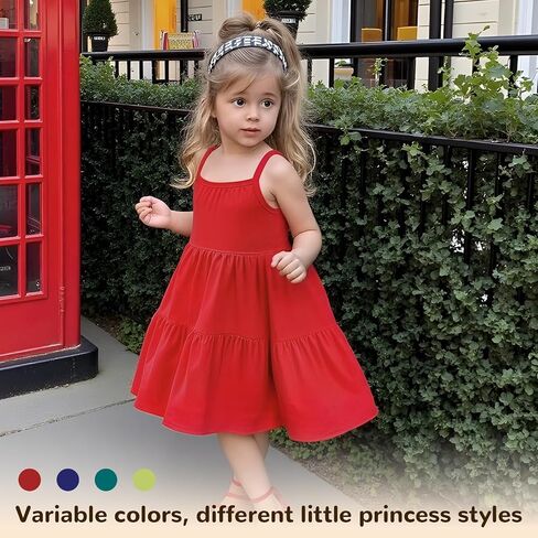 Little Bitty Toddler Girls Cotton Seersucker Suspender Dress Breathable Loose for Beach Holiday 2-7 Years in Saudi Arabia