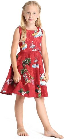 Girl Hawaiian Vintage Fit and Flare Dress in Christmas Santa in Hawaii in Saudi Arabia