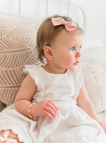 Cherished Moments Children's First Communion 14K Gold-Plated Pink Cross Bracelet with High-End Simulated Pearls For Girls Communion Gift in Kuwait