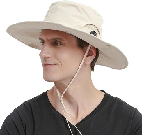 Men Fishing Hat, Adjust Rotating Buckle Sun Hat, Wide Brim UPF 50+ UV Protection Summer Safari Hat,Bucket Hiking Hat in Saudi Arabia