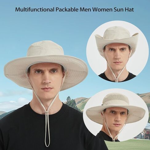 Men Fishing Hat, Adjust Rotating Buckle Sun Hat, Wide Brim UPF 50+ UV Protection Summer Safari Hat,Bucket Hiking Hat in Saudi Arabia