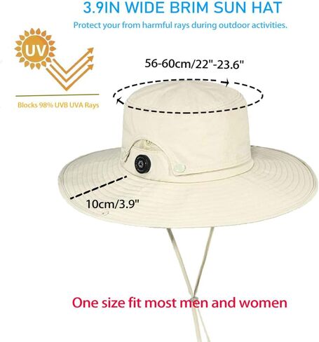 Men Fishing Hat, Adjust Rotating Buckle Sun Hat, Wide Brim UPF 50+ UV Protection Summer Safari Hat,Bucket Hiking Hat in Saudi Arabia