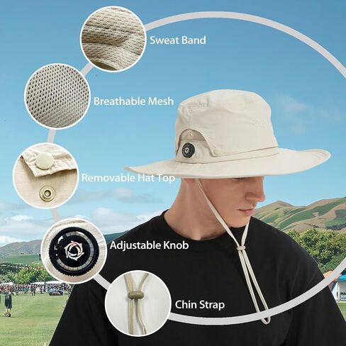 Men Fishing Hat, Adjust Rotating Buckle Sun Hat, Wide Brim UPF 50+ UV Protection Summer Safari Hat,Bucket Hiking Hat in Saudi Arabia