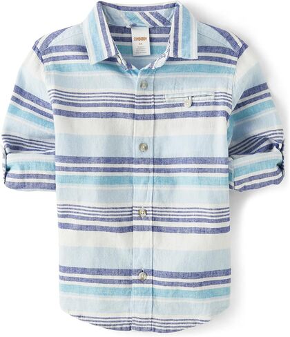 Gymboree Boys and Toddler Long Sleeve Button Up Shirts, Country White, 2T in Saudi Arabia