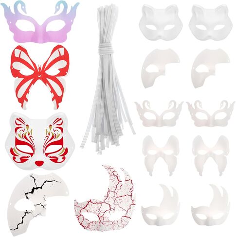 قناع تنكري أبيض فارغ للنساء DIY قابلة للطلاء إيرل الفراشات الورق قناع الوجه لوزارة Mardi Gras Dance Halloween Party Craft 15pcs in Saudi Arabia