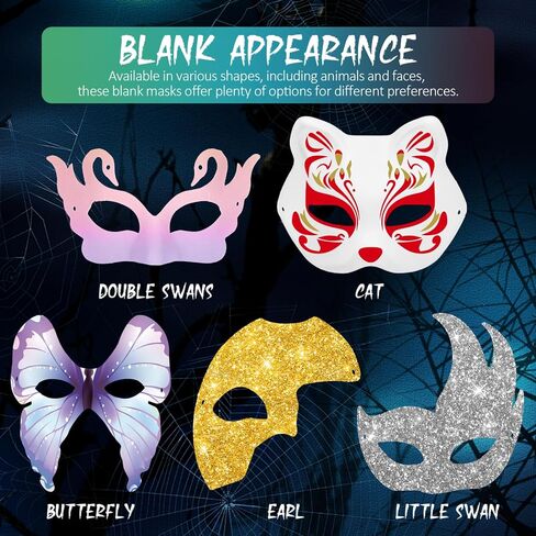 قناع تنكري أبيض فارغ للنساء DIY قابلة للطلاء إيرل الفراشات الورق قناع الوجه لوزارة Mardi Gras Dance Halloween Party Craft 15pcs in Saudi Arabia