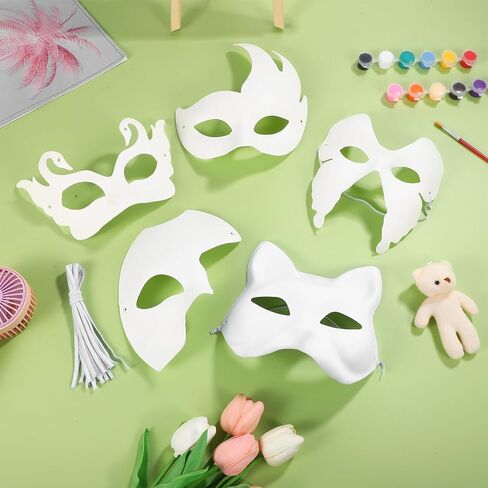 قناع تنكري أبيض فارغ للنساء DIY قابلة للطلاء إيرل الفراشات الورق قناع الوجه لوزارة Mardi Gras Dance Halloween Party Craft 15pcs in Saudi Arabia