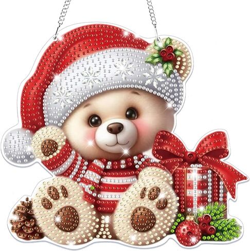 Bowetile Christmas الزهور معلقات فنية الماس المعلقة للمبتدئين للمبتدئين على البالغين ، و 5 د مجموعات فنون الماس الماس ، وفنون الرسم الكريستالية والحرف للبالغين للديكور في المنزل في المنزل in Kuwait