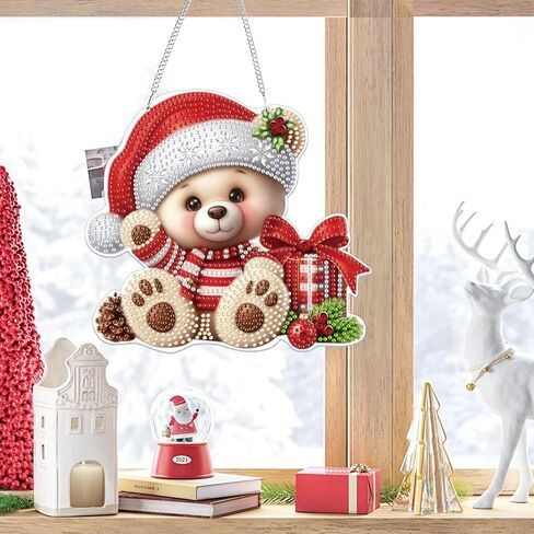 Bowetile Christmas الزهور معلقات فنية الماس المعلقة للمبتدئين للمبتدئين على البالغين ، و 5 د مجموعات فنون الماس الماس ، وفنون الرسم الكريستالية والحرف للبالغين للديكور في المنزل في المنزل in Kuwait