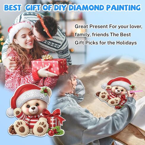 Bowetile Christmas الزهور معلقات فنية الماس المعلقة للمبتدئين للمبتدئين على البالغين ، و 5 د مجموعات فنون الماس الماس ، وفنون الرسم الكريستالية والحرف للبالغين للديكور في المنزل في المنزل in Kuwait