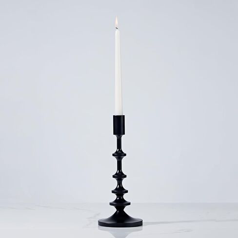 12.2 Inch Aluminum Candlestick Holder, Black Tapered Candle Holder, Vintage Decorative Centerpiece Candelabra, Tall for Dining Room, Festival, Mantelpiece in Saudi Arabia
