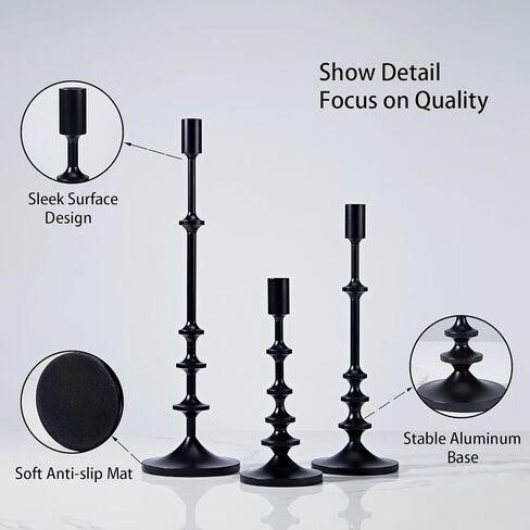 12.2 Inch Aluminum Candlestick Holder, Black Tapered Candle Holder, Vintage Decorative Centerpiece Candelabra, Tall for Dining Room, Festival, Mantelpiece in Saudi Arabia
