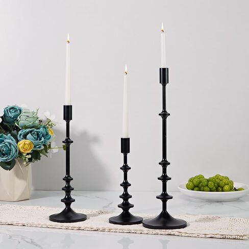 12.2 Inch Aluminum Candlestick Holder, Black Tapered Candle Holder, Vintage Decorative Centerpiece Candelabra, Tall for Dining Room, Festival, Mantelpiece in Saudi Arabia